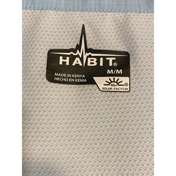 Habit 40+ Men's Solar Factor Short Sleeve Button Up Shirt Size M Light Blue - Picture 3 of 12